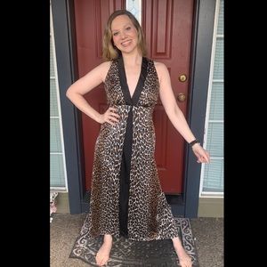 1970s VANITY FAIR Black Cheetah Print Nightgown